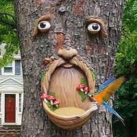 Bird Feeder Resin Tree Face Ornament Unique Yard Art Bird Food Feeder for Outdoor Garden Decorations Lightinthebox