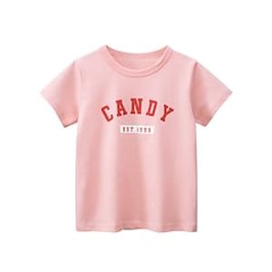 Kids Girls' T shirt Letter Casual Short Sleeve Fashion 7-13 Years Summer Pink Lightinthebox