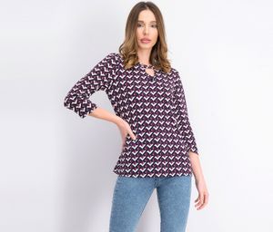 Womens Diamond Print Blouse  Purple Combo