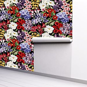 Floral Plants Cycle Color Home Decoration Comtemporary Vintage Wall Covering, PVC / Vinyl Material Self adhesive Wallpaper, Room Wallcovering miniinthebox