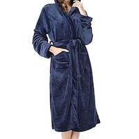 Women's Fleece Bathrobe Dress Star Patchwork Plush Casual Comfort Home Daily Bed Flannel Warm Hoodie Long Sleeve Fall Winter Purple black Black Lightinthebox - thumbnail