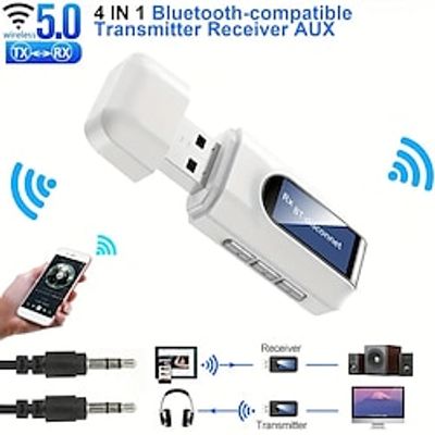 USB BT 5.0 Audio Transmitter Receiver LCD Display 3.5MM AUX RCA Stereo Wireless Adapter Dongle For PC TV Car Headphones Lightinthebox USB BT 5.0 Audio Transmitter Receiver LCD Display 3.5MM AUX RCA Stereo Wireless Adapter Dongle For PC TV Car Headphones Lightinthebox