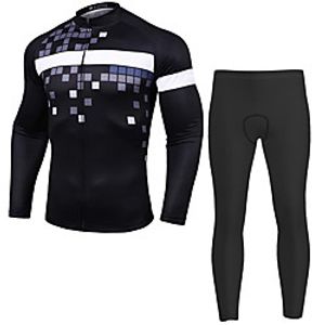 21Grams Men's Long Sleeve Cycling Jersey with Tights Summer Spandex Black Stripes Bike Quick Dry Moisture Wicking Sports Stripes Mountain Bike MTB Road Bike Cycling Clothing Apparel  Stretchy Lightinthebox