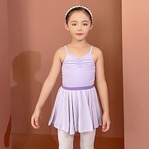 Kids' Dancewear Ballet Skirts Hollow-out Pure Color Splicing Girls' Performance Training Sleeveless High Cotton Blend Lightinthebox