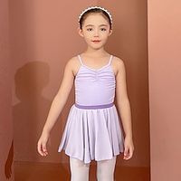 Kids' Dancewear Ballet Skirts Hollow-out Pure Color Splicing Girls' Performance Training Sleeveless High Cotton Blend Lightinthebox - thumbnail