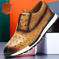 Men's Sneakers Formal Shoes Dress Shoes Sporty Athletic Office Career Leather Italian Full-Grain Cowhide Comfortable Slip Resistant Lace-up Brown Lightinthebox