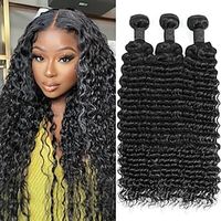 Deep Wave Bundles Human Hair 16 18 20 Inch Human Hair Bundles 100% Unprocessed 3 Bundles 12A Brazilian Virgin Human Hair Wet and Wavy Human Hair Weave Water Wave Bundles for Women Natural Color Lightinthebox - thumbnail