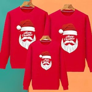 Family Christmas Sweatshirt Graphic Leaf Sport Print Wine Red Plus velvet red Plus velvet yellow Adorable Matching Outfits miniinthebox