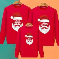 Family Christmas Sweatshirt Graphic Leaf Sport Print Wine Red Plus velvet red Plus velvet yellow Adorable Matching Outfits miniinthebox - thumbnail