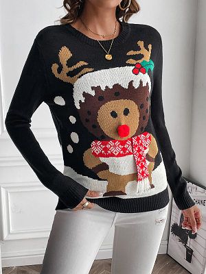 Women's Christmas Cute Elk Knitted Sweater Women's Christmas Cute Elk Knitted Sweater