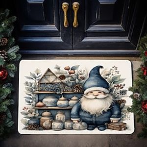 Christmas Blue Gnomes Doormat Xmas Non-Slip Oil Proof Rug Indoor Outdoor Mat Bedroom Decor Bathroom Mat Entrance Rug Door Mat miniinthebox