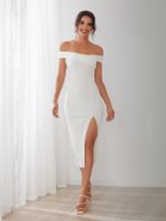 YOINS Slit Design Off The Shoulder Dress - thumbnail