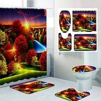 Landscape Bathroom Deco 4 Pcs Shower Curtain Set Bathroom Sets Modern Home Bathroom Decor with Bath Mat U Shape and Toilet Lid Cover Mat and 12 Hooks Lightinthebox Landscape Bathroom Deco 4 Pcs Shower Curtain Set Bathroom Sets Modern Home Bathroom Decor with Bath Mat U Shape and Toilet Lid Cover Mat and 12 Hooks Lightinthebox
