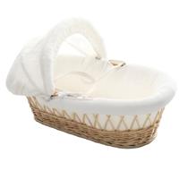 Teknum Infant Wicker Moses Basket With White Waffle Beddings - Wooden Brown TK_WIBABE_NA