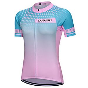 CAWANFLY Women's Short Sleeve Cycling Jersey Summer PinkGreen Bike Jersey Top Mountain Bike MTB Road Bike Cycling Quick Dry Sports Clothing Apparel Lightinthebox