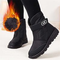Women's Boots Snow Boots Waterproof Boots Soft Shoes Outdoor Daily Winter Flat Heel Round Toe Plush Comfort Minimalism Polyester Magic Tape Solid Color Black Red Blue miniinthebox - thumbnail
