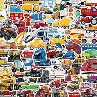 100 Cute Cartoon Transportation Vehicles Automotive Engineering Vehicles Tanks Children's Stationery Boxes Laptops Waterproof Stickers Lightinthebox - thumbnail