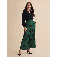 Pleated Long Sleeve Casual Deep V Shirt Polka Dot Pants Two Piece Set - thumbnail