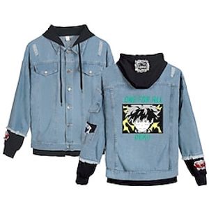 My Hero Academia Deku Anime Cartoon Manga Anime Denim Jacket Harajuku Kawaii Coat For Men's Women's Unisex Adults' Hot Stamping Denim miniinthebox