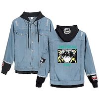 Inspired by My Hero Academia Deku Anime Cartoon Manga Anime Denim Jacket Harajuku Kawaii Coat For Men's Women's Unisex Adults' Hot Stamping Denim Lightinthebox - thumbnail