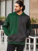 Men Casual Color Clock Stitching Long Sleeve Hoodie - thumbnail