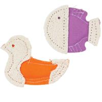 Petmate Jackson Galaxy Natural Loofah Crackle Fish And Bird Cat Toy 2 Pack