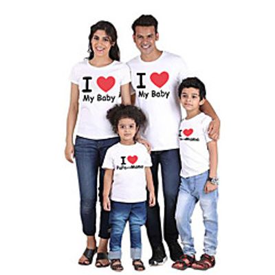 Family Look Valentines T shirt Tops Heart Letter Causal Print White Short Sleeve Daily Matching Outfits  Summer  Cute Lightinthebox