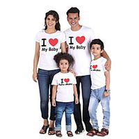 Family Look Valentines T shirt Tops Heart Letter Causal Print White Short Sleeve Daily Matching Outfits  Summer  Cute Lightinthebox - thumbnail