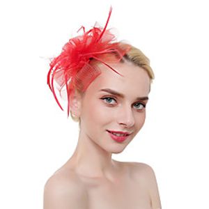 Women's Bucket Hat Party Wedding Special Occasion Flower Mesh Feathers Beige Black Hat miniinthebox