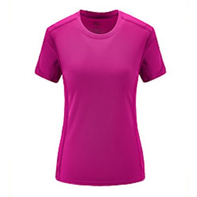 Men's T shirt Hiking Tee shirt Short Sleeve Tee Tshirt Top Outdoor Quick Dry Lightweight Breathable Sweat wicking Autumn  Fall Spring Summer Rose red women Black men Orange women Hunting Fishing Lightinthebox