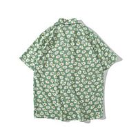 Men's Shirt 3D Print Floral Graphic Daisy Button-Down Print Short Sleeve Casual Tops 100% Cotton Basic Hawaiian Distressed Light Green Lightinthebox - thumbnail