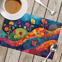 Linens Dining Table Placemats Colorful Abstraction Heat Resistant Waterproof Oil Proof and Insulated Household Dining Table Mats for Kitchen Coffee Center Table Side Party 1PC Lightinthebox