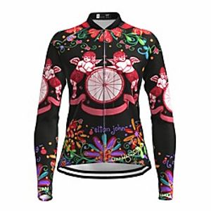 21Grams Women's Long Sleeve Cycling Jersey Summer Spandex Black Floral Botanical Bike Top Mountain Bike MTB Road Bike Cycling Quick Dry Moisture Wicking Sports Clothing Apparel / Stretchy miniinthebox