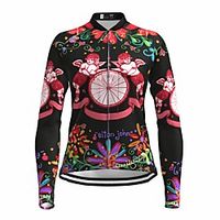 21Grams Women's Long Sleeve Cycling Jersey Summer Spandex Black Floral Botanical Bike Top Mountain Bike MTB Road Bike Cycling Quick Dry Moisture Wicking Sports Clothing Apparel / Stretchy miniinthebox - thumbnail