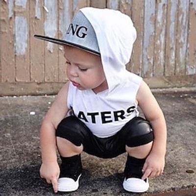 Kids Boys Tank Shorts Clothing Set 2 Pieces Sleeveless White Letter Print Street Outdoor Casual Daily Regular 1-5 Years miniinthebox Kids Boys Tank Shorts Clothing Set 2 Pieces Sleeveless White Letter Print Street Outdoor Casual Daily Regular 1-5 Years miniinthebox