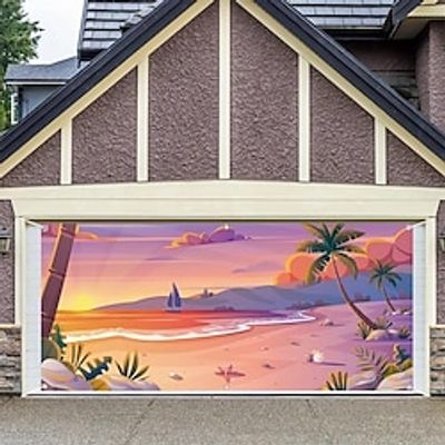 Landscape Beach Outdoor Garage Door Cover Banner Beautiful Large Backdrop Decoration for Outdoor Garage Door Home Wall Decorations Event Party Parade Lightinthebox
