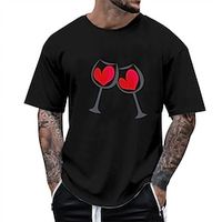 Heart Wine Glass Fashion Outdoor Casual Men's 3D Print T shirt Tee Sports Outdoor Holiday Festival Valentine's Day T shirt Black White Navy Blue Short Sleeve Crew Neck Shirt Spring  Summer Clothing Lightinthebox - thumbnail