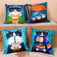 Cute Cartoon Cat Cushion Cover