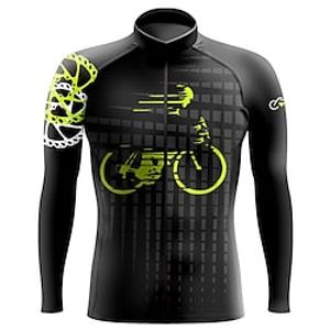 21Grams Men's Cycling Jersey Long Sleeve Bike Top with 3 Rear Pockets Mountain Bike MTB Road Bike Cycling Breathable Quick Dry Moisture Wicking Reflective Strips Black Gear Polyester Spandex Sports Lightinthebox