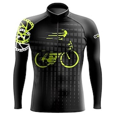 21Grams Men's Cycling Jersey Long Sleeve Bike Top with 3 Rear Pockets Mountain Bike MTB Road Bike Cycling Breathable Quick Dry Moisture Wicking Reflective Strips Black Gear Polyester Spandex Sports Lightinthebox
