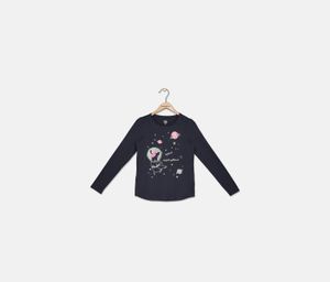 KIds Girls Graphic Space Adventured Top  Charcoal