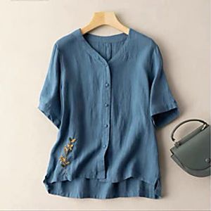 Women's Plus Size Tops Blouse Shirt Floral Print 34 Length Sleeve V Neck Streetwear Fall Summer Blue Purple Orange Big Size L XL XXL 3XL 4XL Lightinthebox
