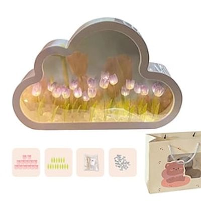 Women's Day Gifts Cloud Mirror Tulip Lamp Hand Craft DIY Tulips Mirror Night Light for Your Mom Girlfriend Sister Mother's Day Gifts for MoM Lightinthebox