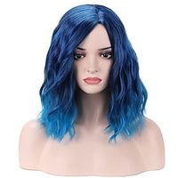 Blue Wig Short Curly Wig Mix Blue Bob Wig Charming Women Girls Beach Wave Wigs Blue Wigs for Cosplay Costume Party Lightinthebox - thumbnail