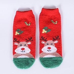 Women's Christmas Lingeries Gift 1 Pair Socks Casual Socks Slipper Socks Fashion Cute Comfort Warm Green Wine Army Green miniinthebox