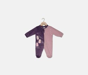 Little Girls Half Stripe Sleep Suit  Purple/Pink
