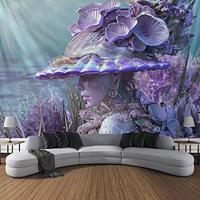 Purple Mermaid Shell Hanging Tapestry Wall Art Large Tapestry Mural Decor Photograph Backdrop Blanket Curtain Home Bedroom Living Room Decoration Lightinthebox