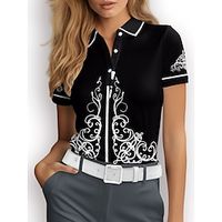 Women's Polo Shirt Golf Shirt Button Up Polo Breathable Quick Dry Moisture Wicking Short Sleeve Golf Apparel Golf Clothes Regular Fit Printed Summer Tennis Golf Pickleball Lightinthebox - thumbnail