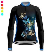 21Grams Women's Cycling Jersey Long Sleeve Bike Top with 3 Rear Pockets Mountain Bike MTB Road Bike Cycling Breathable Quick Dry Moisture Wicking Reflective Strips Violet Yellow Red Graphic Butterfly miniinthebox - thumbnail