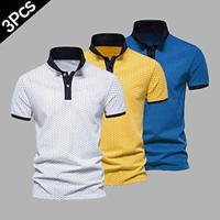 Multi Packs 3pcs Men's Lapel Short Sleeves YellowBlueWhite Button Up Polos Golf Shirt Golf Polo Polka Dot Daily Wear Vacation Polyester Spring Summer Lightinthebox